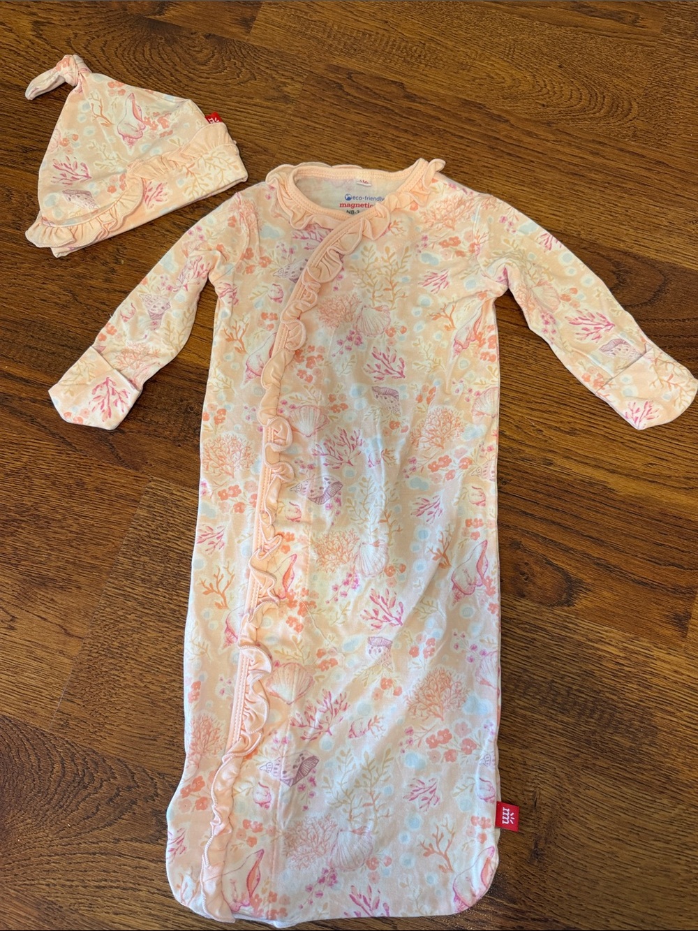 GAP Pink Coral-Print Sleep Gown & Hat Set - Picture 1 of 3
